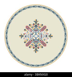 Traditionnel mexicain Teenek Huastec élément de conception de broderie sur fond blanc, illustration vectorielle Illustration de Vecteur