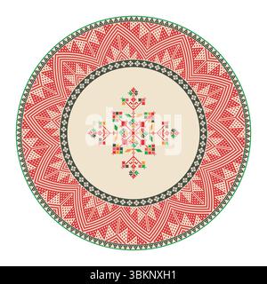 Traditionnel mexicain Teenek Huastec élément de conception de broderie sur fond blanc, illustration vectorielle Illustration de Vecteur