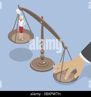 Illustration plate isométrique 3D d'avantage injuste, corruption politique Banque D'Images