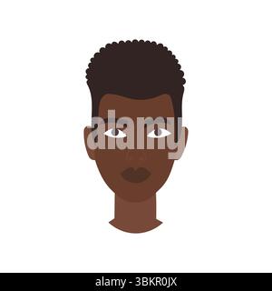 Femme à peau foncée. Portrait féminin vecteur. Illustration jeune adulte. Illustration expressive du visage. Illustration de Vecteur
