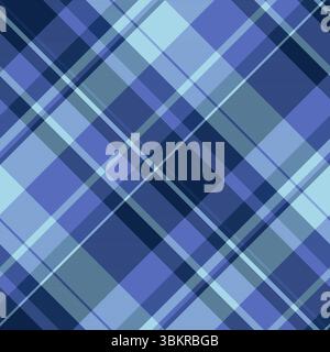 Vérification de fond de motif seventies, textile à carreaux de texture revival. Répétez le tartan de tissu vectoriel sans couture dans la palette de couleurs bleues et claires. Illustration de Vecteur