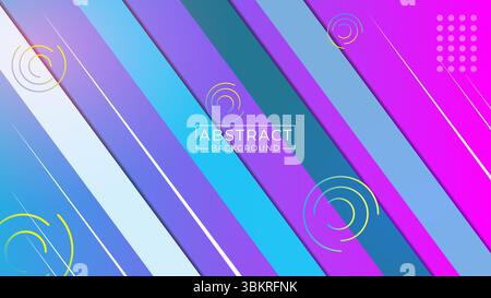 Vecteur de fond abstrait moderne avec des bandes diagonales dans des couleurs vives bleu, violet et rose. toile de fond avec illustration de l'effet dégradé doux Illustration de Vecteur