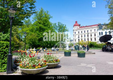 Fontaine d'eau dans le parc Bantorget, Centrala Staden, Lund, province de Scania, Royaume de Suède Banque D'Images
