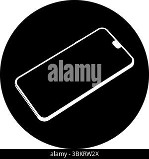 Icône smartphone - vecteur cercle noir pour application mobile et interface utilisateur technique Illustration de Vecteur