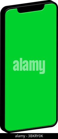 Maquette d'écran vert isométrique de smartphone 3D - affichage vertical Chroma Key Illustration de Vecteur