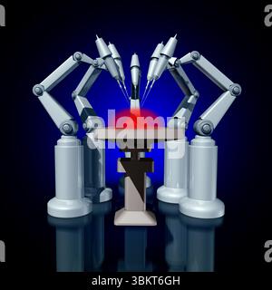 Concept de chirurgie robotique et robotique dans les soins de santé comme technologie médicale utilisant l'IA comme intelligence artificielle en médecine comme robots effectuant une chirurgie Banque D'Images