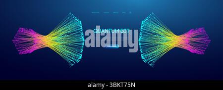 Fond avec données et conception abstraite de ligne technique en bleu vif. Réseau alimenté par IA et flux numérique pour de grandes connexions lumineuses. Illustration de Vecteur