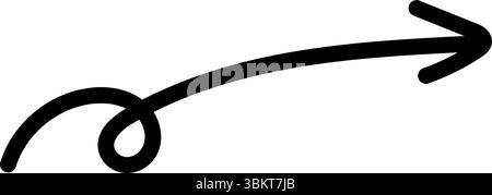 Long vecteur courbe de flèche de doodle dessiné à la main, flèche droite de doodle noir simple sur fond transparent. Symbole de direction, signe de flèche dessiné style de marqueur Illustration de Vecteur