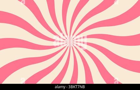 Motif de carnaval de tourbillon psychédélique, rayon de soleil fond radial Rose et Beige Twisted Waves abstrait groovy texture rétro Vintage Swirl, Carnaval de Twirl Illustration de Vecteur