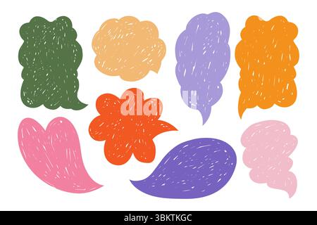 Crayon à bulles de discours Doodle Set. Illustration de Vecteur