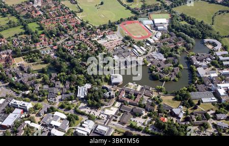 Vue aérienne de l'Université York, Heslington, York Banque D'Images