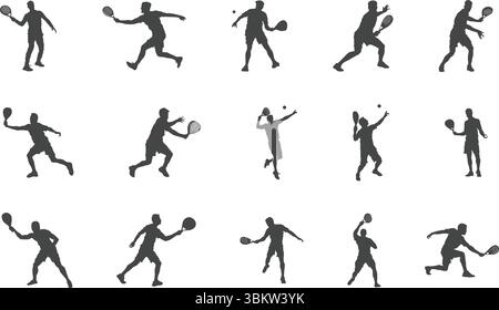 Silhouette de joueur de padel tennis, joueur de padel svg, joueur de paddle tennis svg, silhouette de joueur de padel. Illustration de Vecteur