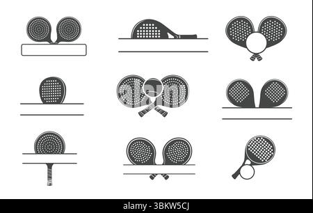Padel Tennis monogramme logo, raquette de tennis croisée SVG, Paddle Tennis monogramme SVG, logo croisé SVG, logo croisé Paddle. Illustration de Vecteur