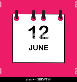 12 juin. Icône calendrier quotidien pour la conception. Conception simple pour brochure commerciale, flyer, médias imprimés, publicité. Facilement modifiable Illustration de Vecteur