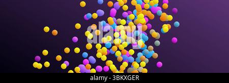 De nombreuses sphères volantes de différentes tailles dans un espace vide. Arrière-plan abstrait. illustration vectorielle 3d. Illustration de Vecteur