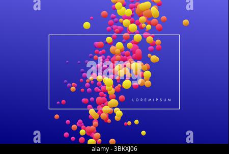 De nombreuses sphères volantes de différentes tailles dans un espace vide. Arrière-plan abstrait. illustration vectorielle 3d. Illustration de Vecteur