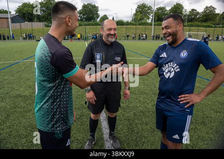 Bodington Football Hub, Leeds BEAP Charity Football match, University of, Bodington Football Hub, Otley Rd, Adel, Leeds LS16 8GY Banque D'Images