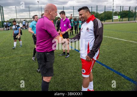 Bodington Football Hub, Leeds BEAP Charity Football match, University of, Bodington Football Hub, Otley Rd, Adel, Leeds LS16 8GY Banque D'Images