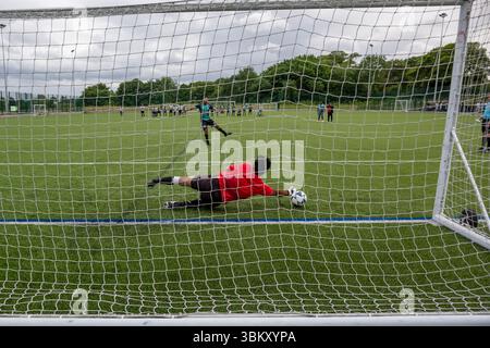 Bodington Football Hub, Leeds BEAP Charity Football match, University of, Bodington Football Hub, Otley Rd, Adel, Leeds LS16 8GY Banque D'Images