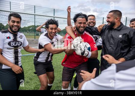 Bodington Football Hub, Leeds BEAP Charity Football match, University of, Bodington Football Hub, Otley Rd, Adel, Leeds LS16 8GY Banque D'Images