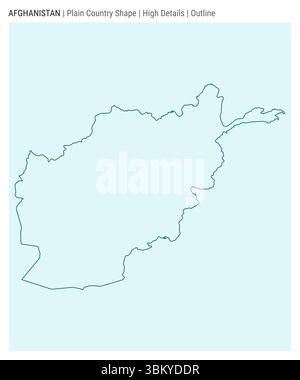 Carte du pays de plaine de l'Afghanistan. Détails élevés. Style de contour. Forme de l'Afghanistan. Illustration vectorielle. Illustration de Vecteur