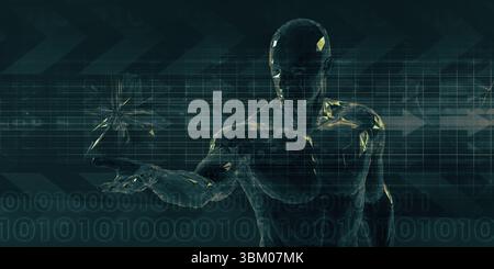 Système de santé numérique et logiciel Technologie corps comme concept Banque D'Images