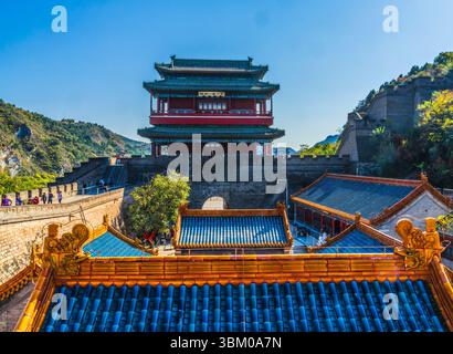 Temple Zhenwu, porte nord, Grande Muraille, col de Juyong, Pékin, Chine. Juyongguan est la porte nord de Pékin et la section de mur la plus proche de Beij Banque D'Images