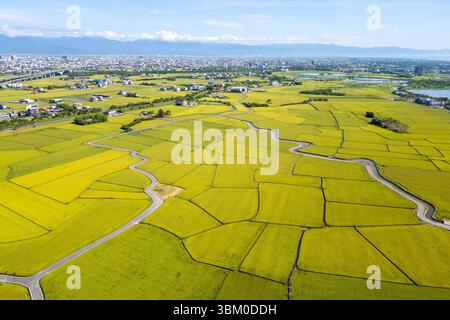 Vue aérienne du village de Sanqi dans le township de Dongshan à Yilan, Taiwan Banque D'Images