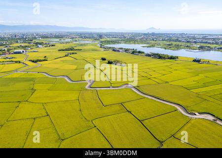 Vue aérienne du village de Sanqi dans le township de Dongshan à Yilan, Taiwan Banque D'Images