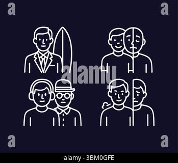 Line Art : représentations conceptuelles de personnalités et de professions Illustration de Vecteur