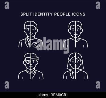 Line Art : représentations conceptuelles de personnalités et de professions Illustration de Vecteur