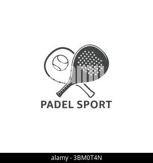 Icône de sport padel, graphique de sport padel tennis, logo de sport paddle, logo de paddle tennis, logo de balle de raquette paddle, icône de raquette paddle. Illustration de Vecteur