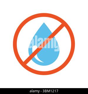 Gardez sec le panneau d'interdiction rouge et bleu. Pas d'eau, garder loin de la pluie et icône de vecteur d'emballage humide. Illustration de Vecteur