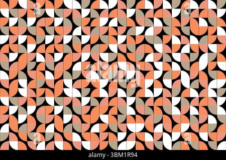 Motif sans couture de style bauhaus de couleur. Ornement moderne avec quadrillage et carreaux géo carrés, demi-cercles et demi-cercles. Rétro géométrique abstrait Illustration de Vecteur