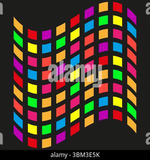 Grille carrée ondulée. Fond de motif coloré. Vecteur géométrique lumineux. Mosaïque dynamique de blocs. Illustration de Vecteur