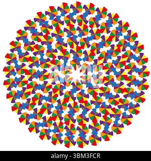 Cercle triangulaire coloré. Motif de dispersion géométrique. Composition en mosaïque brillante. Matrice abstraite vectorielle. Illustration de Vecteur