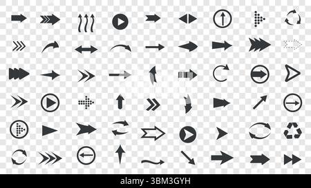 Icônes fléchées définies. Collection de flèches. Flèche simple grand ensemble. Illustration vectorielle. Illustration de Vecteur