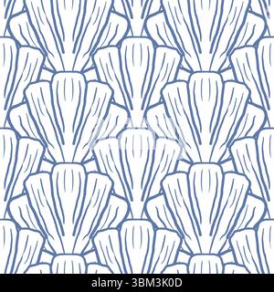 Vecteur de motif de répétition de coquillages bleu et blanc motif de plage de coquillages fond côtier Illustration de Vecteur