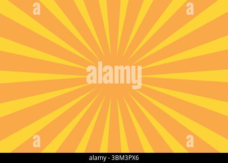 Fond de soleil jaune vif avec des lignes radiales. Idéal pour les designs énergiques, les thèmes rétro, les promotions, les bandes dessinées et les visuels attirant l'attention. Illustration de Vecteur