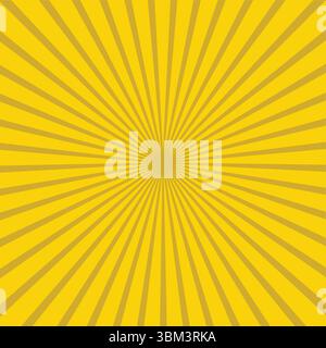 Fond de soleil jaune vif avec des lignes radiales. Idéal pour les designs énergiques, les thèmes rétro, les promotions, les bandes dessinées et les visuels attirant l'attention. Illustration de Vecteur