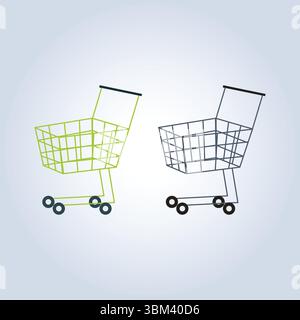 Panier, conception de roue d'épicerie en couleur différente Illustration de Vecteur