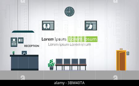 Design de la salle de réception avec réception et chaises Illustration de Vecteur