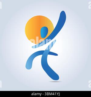 Logo humain, logo sport avec dégradé bleu Illustration de Vecteur
