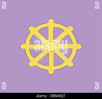 Une illustration de la roue symbolique du Dharma, mettant en évidence l'équilibre dans le bouddhisme Illustration de Vecteur