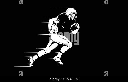 Silhouette dynamique de joueur de football américain Illustration de Vecteur