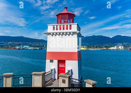 Phare de Brockton point au parc Stanley à Vancouver, Canada Banque D'Images