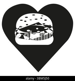 Icône Big Burger. Symbole repas sandwich. Illustration rapide et savoureuse. Image vectorielle. Illustration de Vecteur
