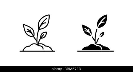 Ensemble délicat d'icônes de plantes germées représentant la croissance, la nature et la nouvelle vie dans un écosystème. Parfait pour le jardinage, la durabilité et les thèmes organiques. Illustration de Vecteur