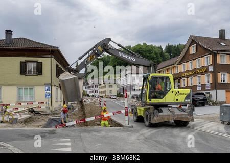 Excavatrice mobile de chantier routier, Gaehwil, équipée Gallen, Suisse, Europe Banque D'Images