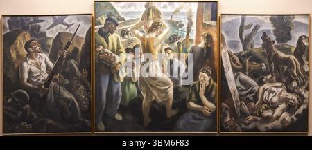 Aurelio Arteta, triptyque de la guerre. l'avant, l'exode, l'arrière, vers 1937-1938, huile sur toile, Musée des Beaux-Arts d'Alava, Vitoria, pays Basque, SP Banque D'Images
